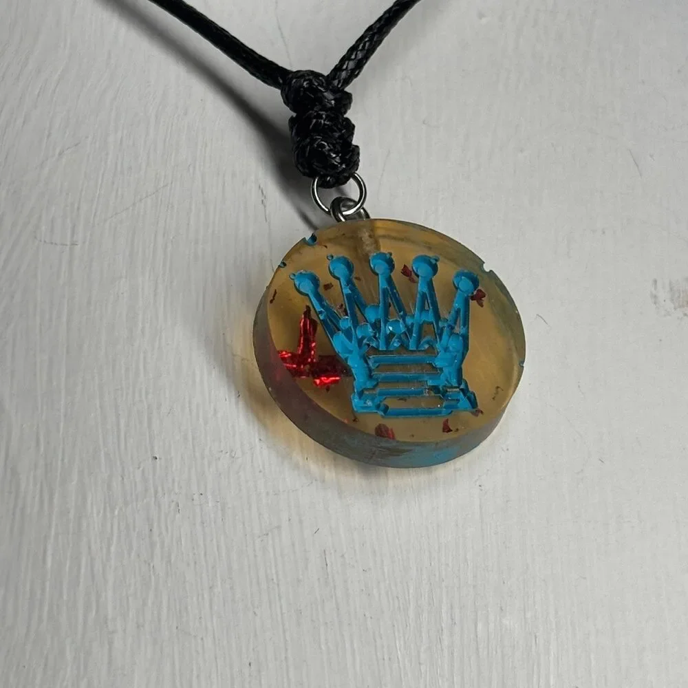 Blue Print Queen - Handmade Resin Chess Necklace - Picture 5 of 7